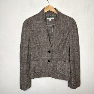 Banana Republic Brown Plaid Wool Blend Blazer Women's 8 Preppy Academia Y2K